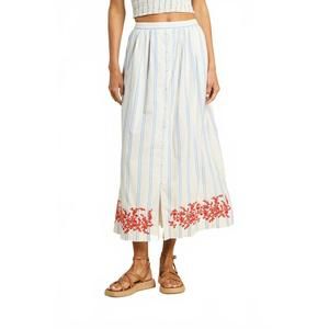 NEW TROVATA lisette midi skirt in cerulean stripe